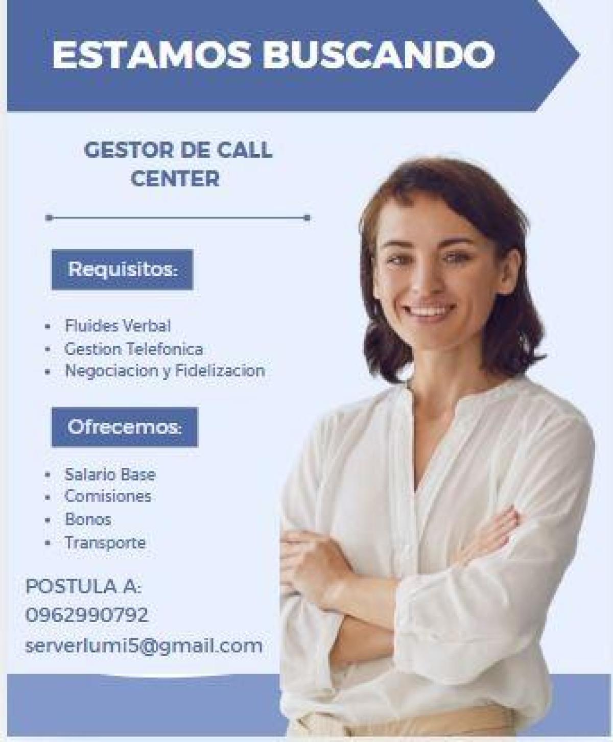 Estamos buscando gestor de call center en Pichincha