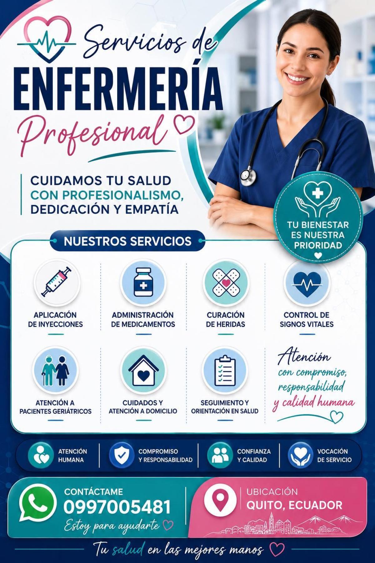 Servicios de enfermería profesional en Pichincha