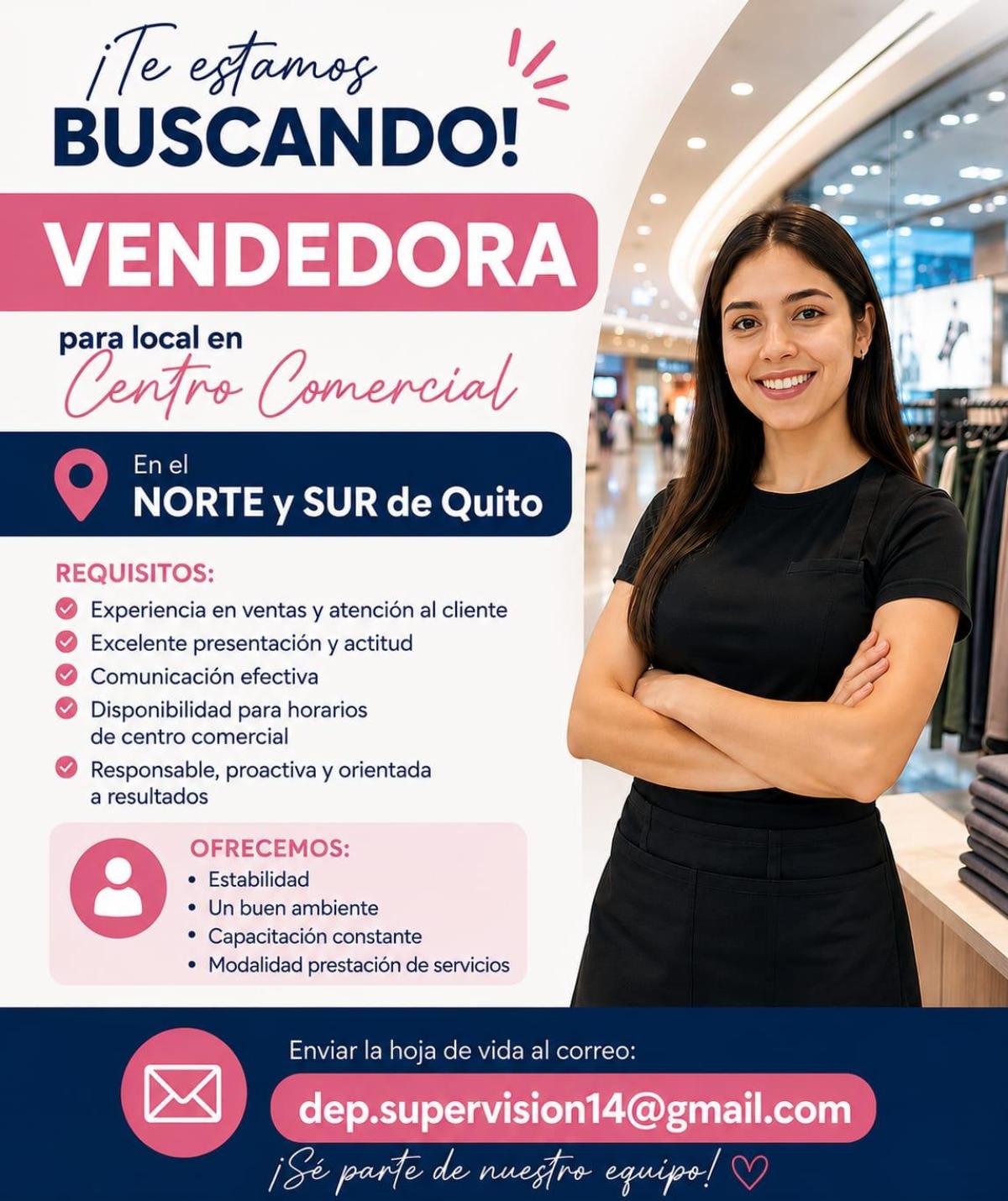 🌟 ¡te estamos buscando! vendedora para local en centro comercial - Tiempo Completo en Pichincha - Foto 1