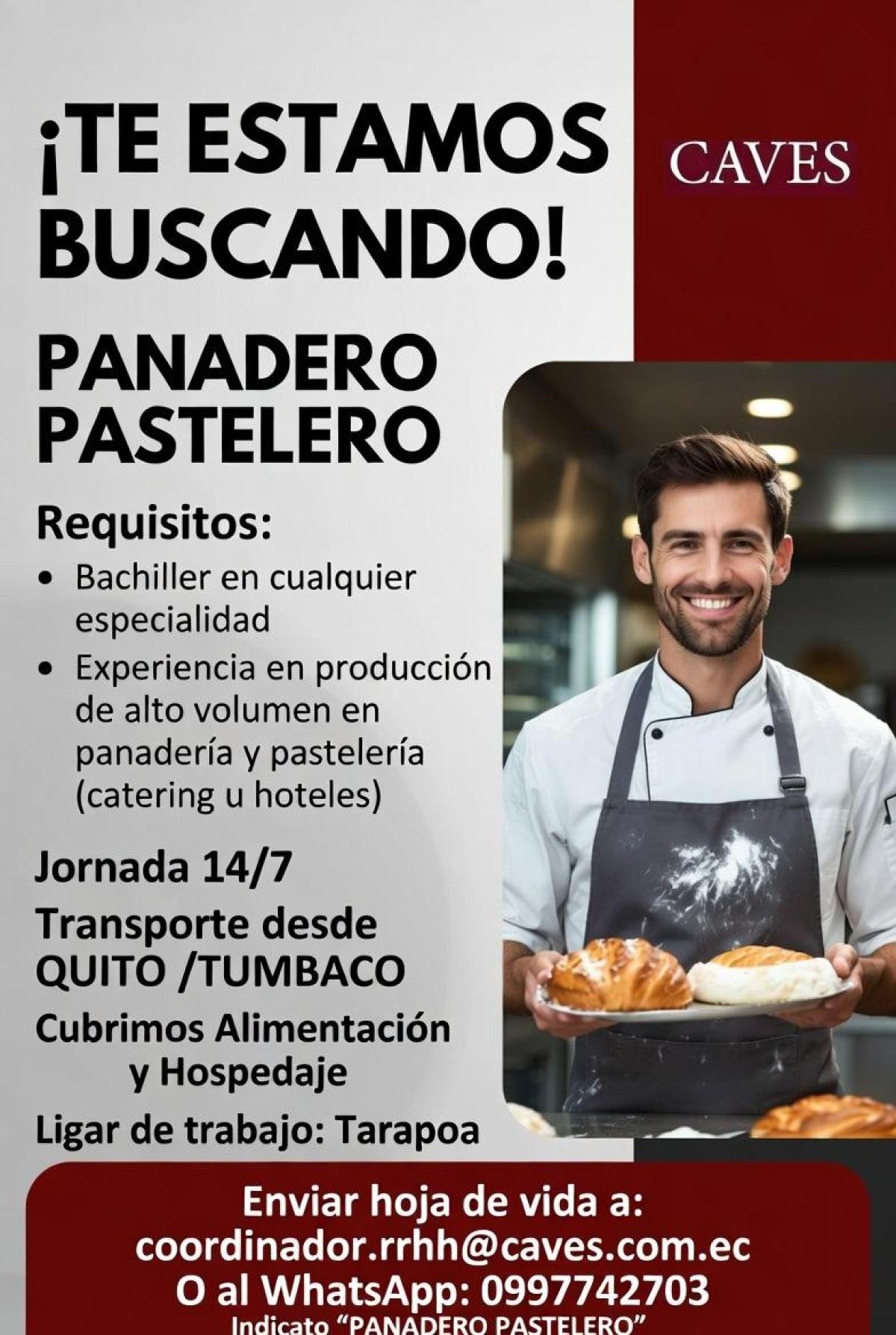 Se busca panadero pastelero en Pichincha