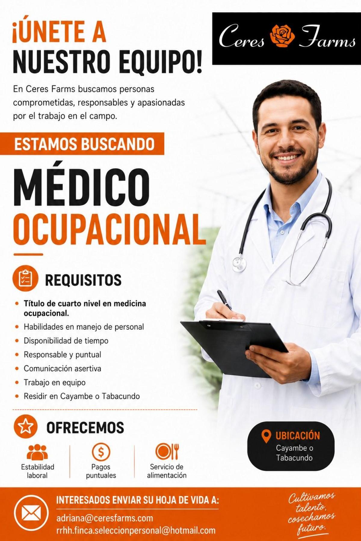 Estamos buscando médico ocupacional en Pichincha