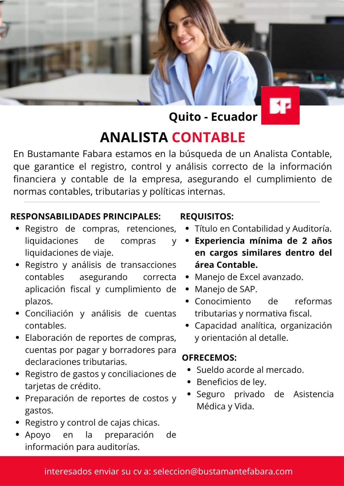 Se busca analista contable en Pichincha