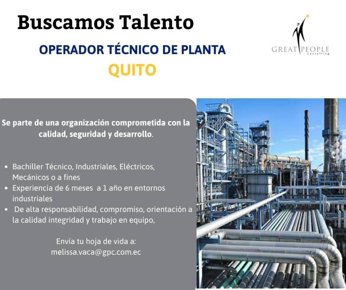 Buscamos operador técnico de planta quito en Pichincha
