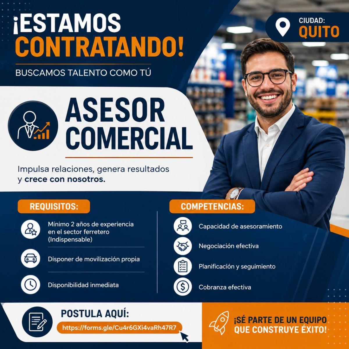 Buscamos talento como tú  asesor comercial en Pichincha