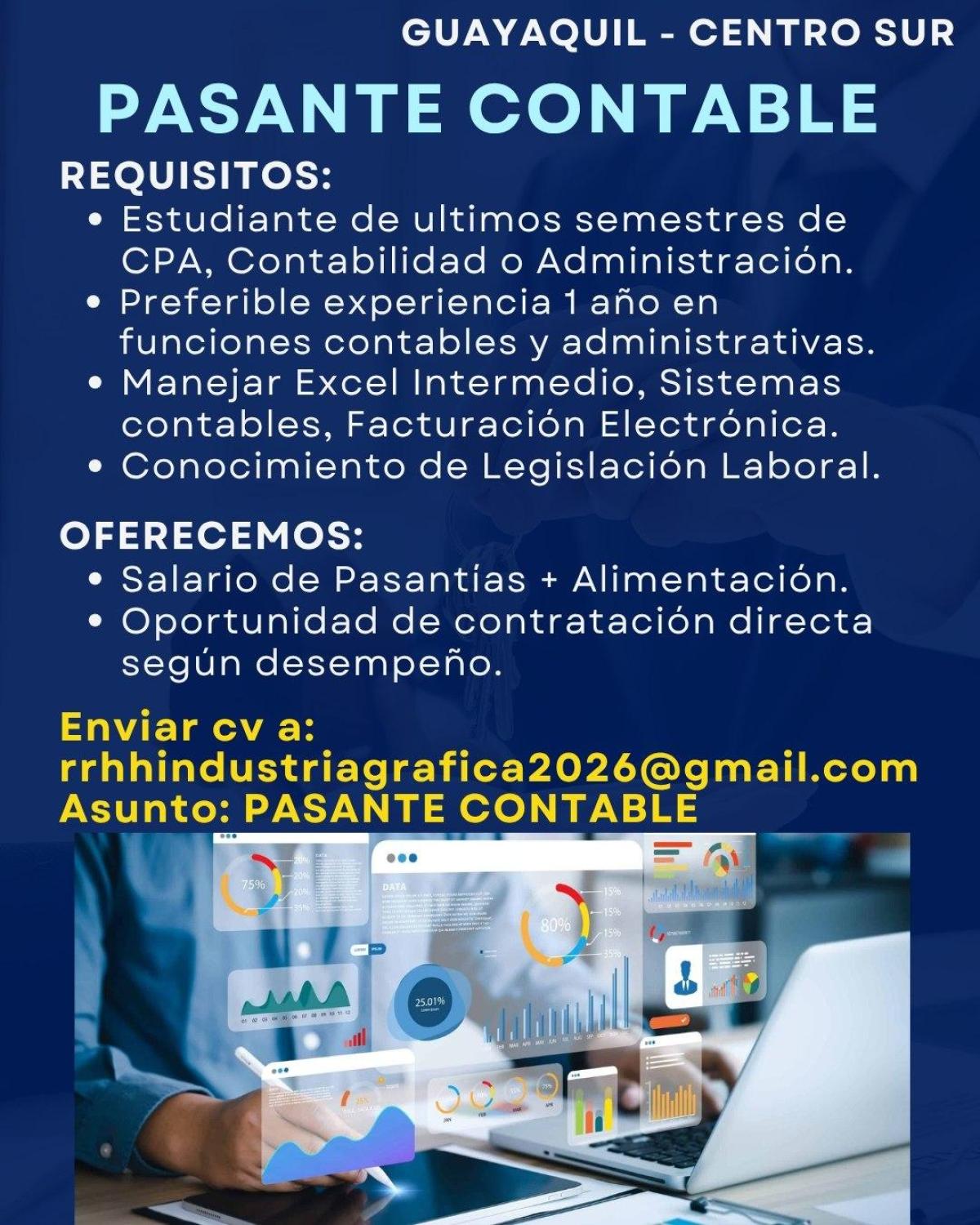 Buscamos pasante contable - Tiempo Completo en Guayas - Foto 1