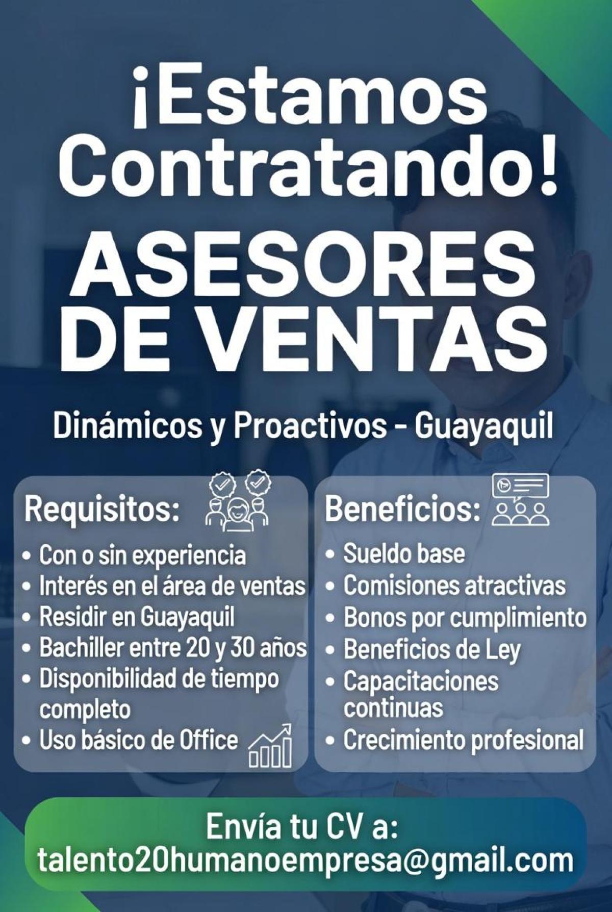 Se necesita asesores de venta. en Guayas