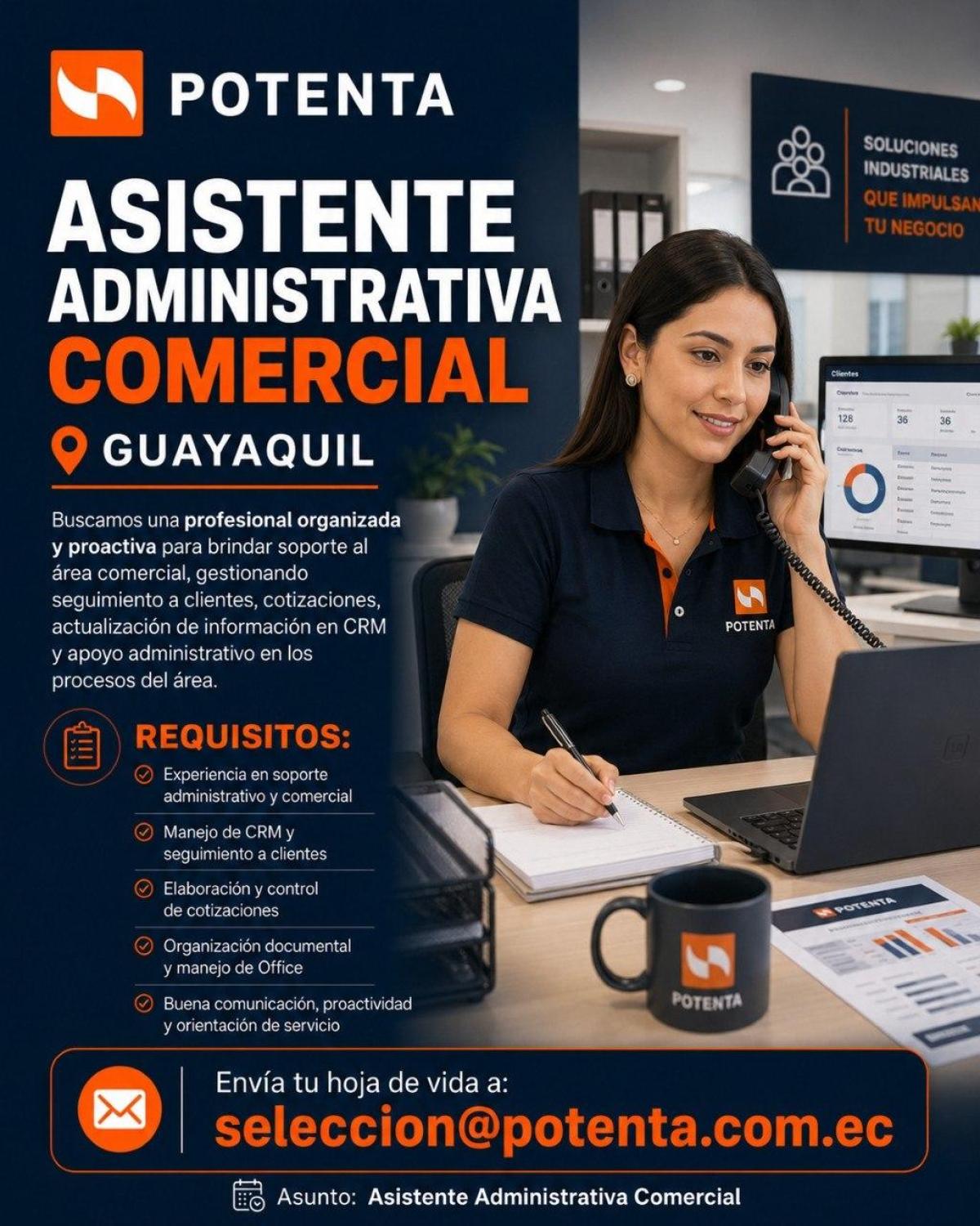 Asistente administrativa comercial  guayaquil - Tiempo Completo en Guayas - Foto 1