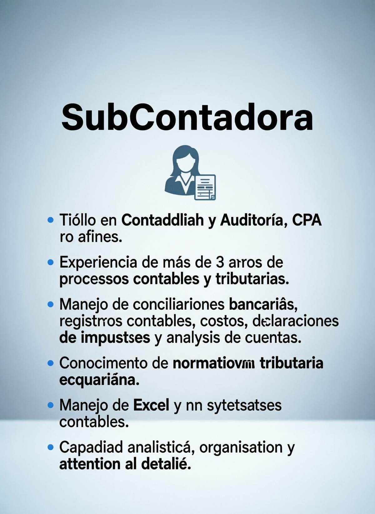 Se busca subcontadora - Tiempo Completo en Guayas - Foto 1