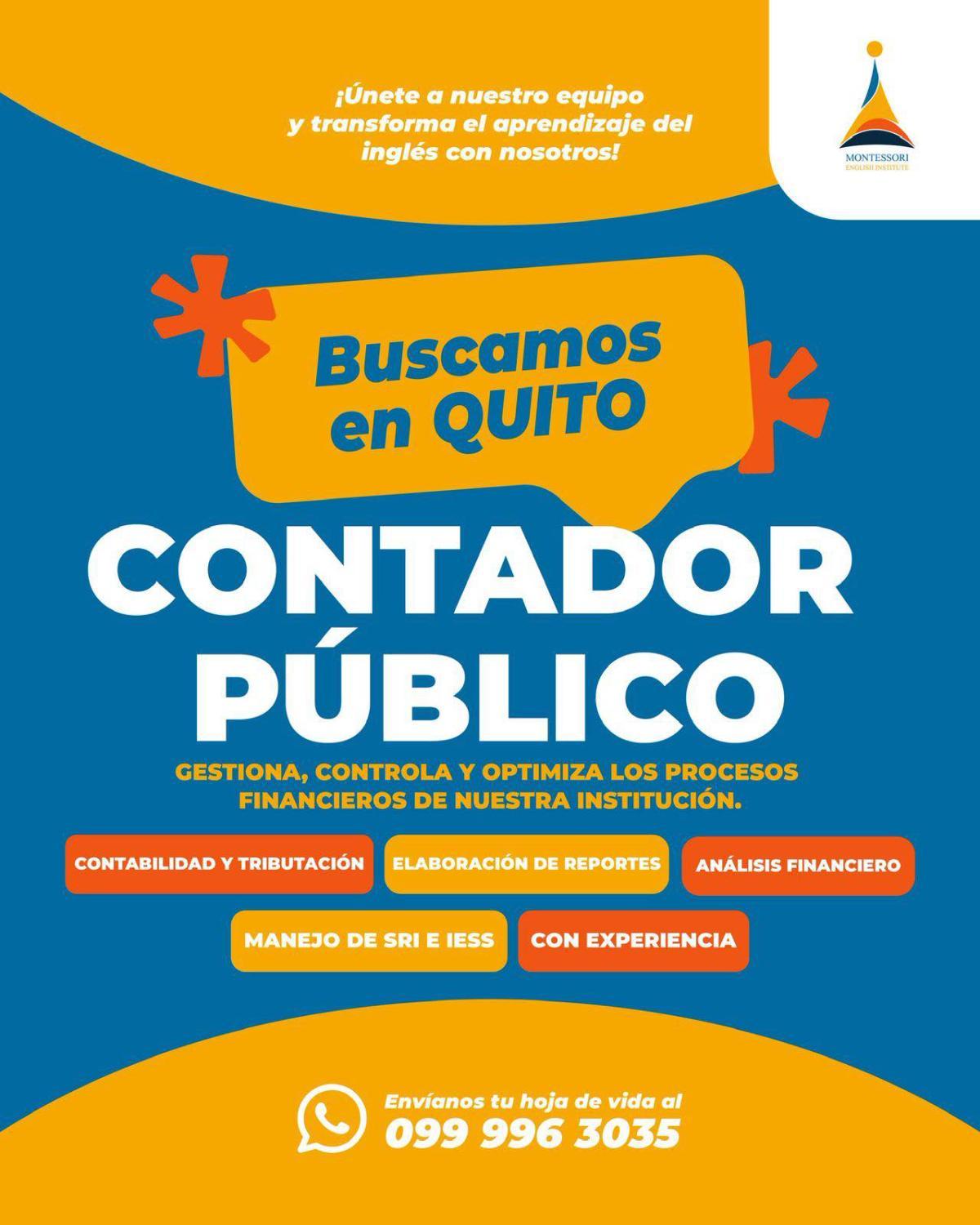Buscamos en quito  contador público - Tiempo Completo en Pichincha - Foto 1