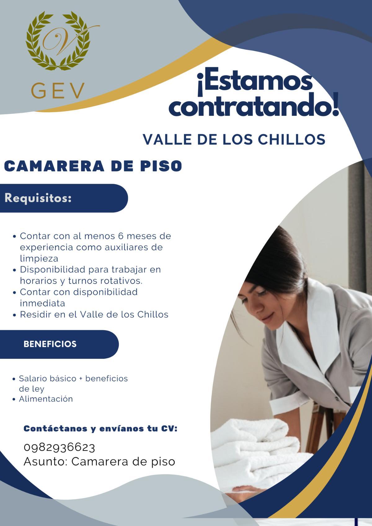 Se busca camarera de piso en Pichincha