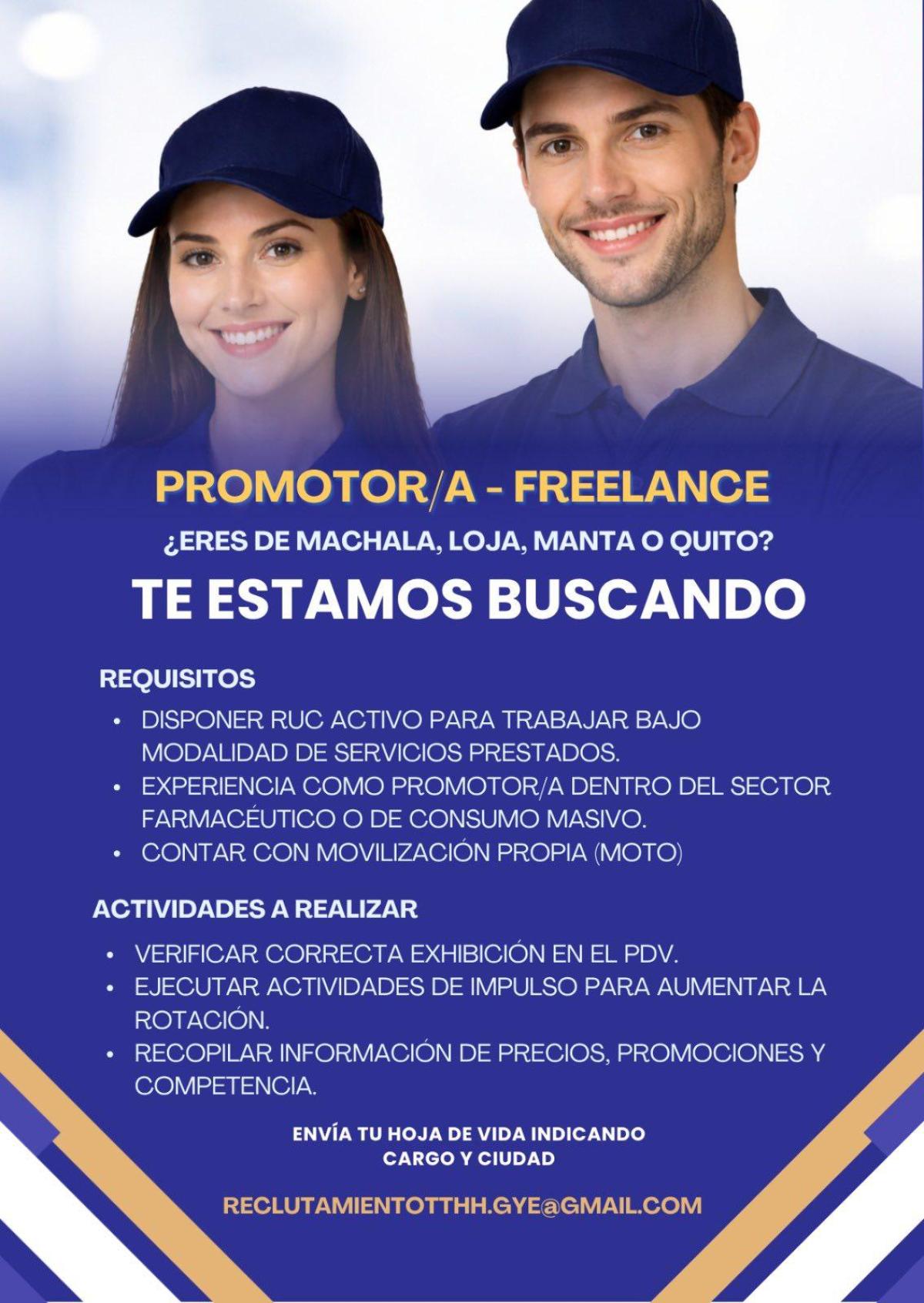 Promotor/a - freelance. para machala, loja, manta y quito. - Freelance en Pichincha - Foto 1