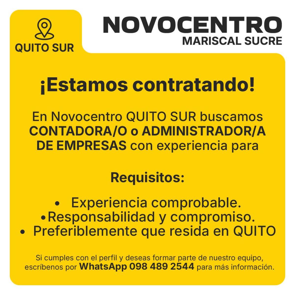 Buscamos contadora/o o administrador/a de empresas con experiencia en Pichincha