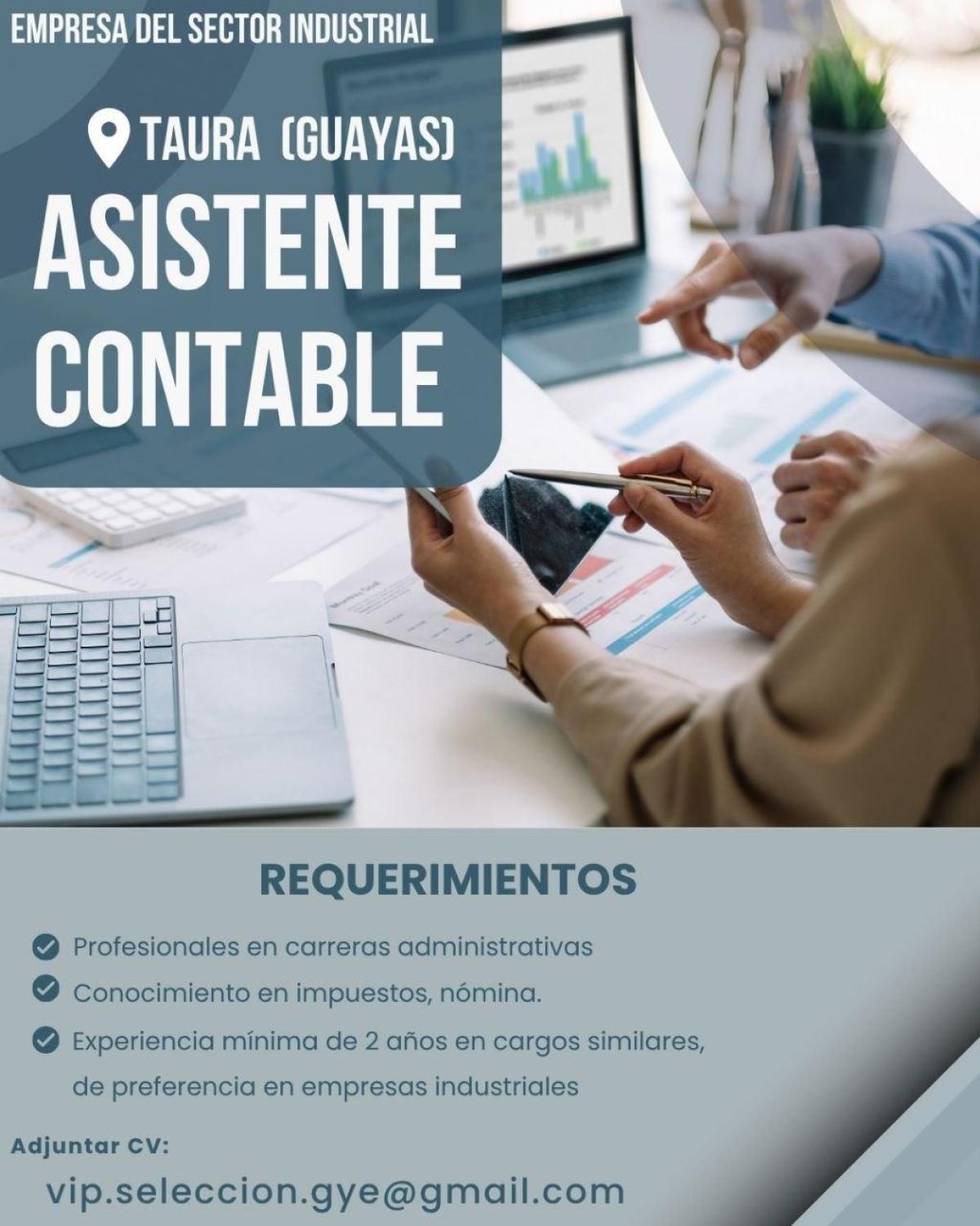 Empresa del sector industrial en  taura (guayas) busca  asistente  contable en Guayas