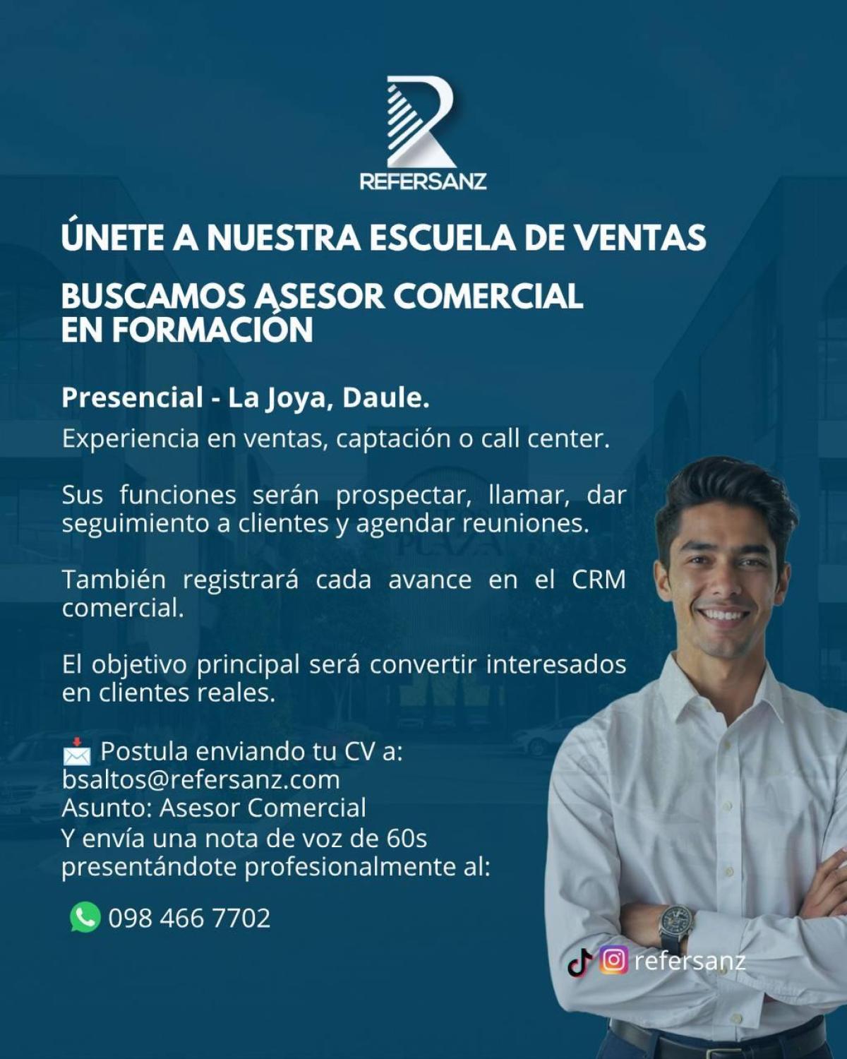 únete a nuestra escuela de ventas buscamos asesor comercial en formación en Guayas