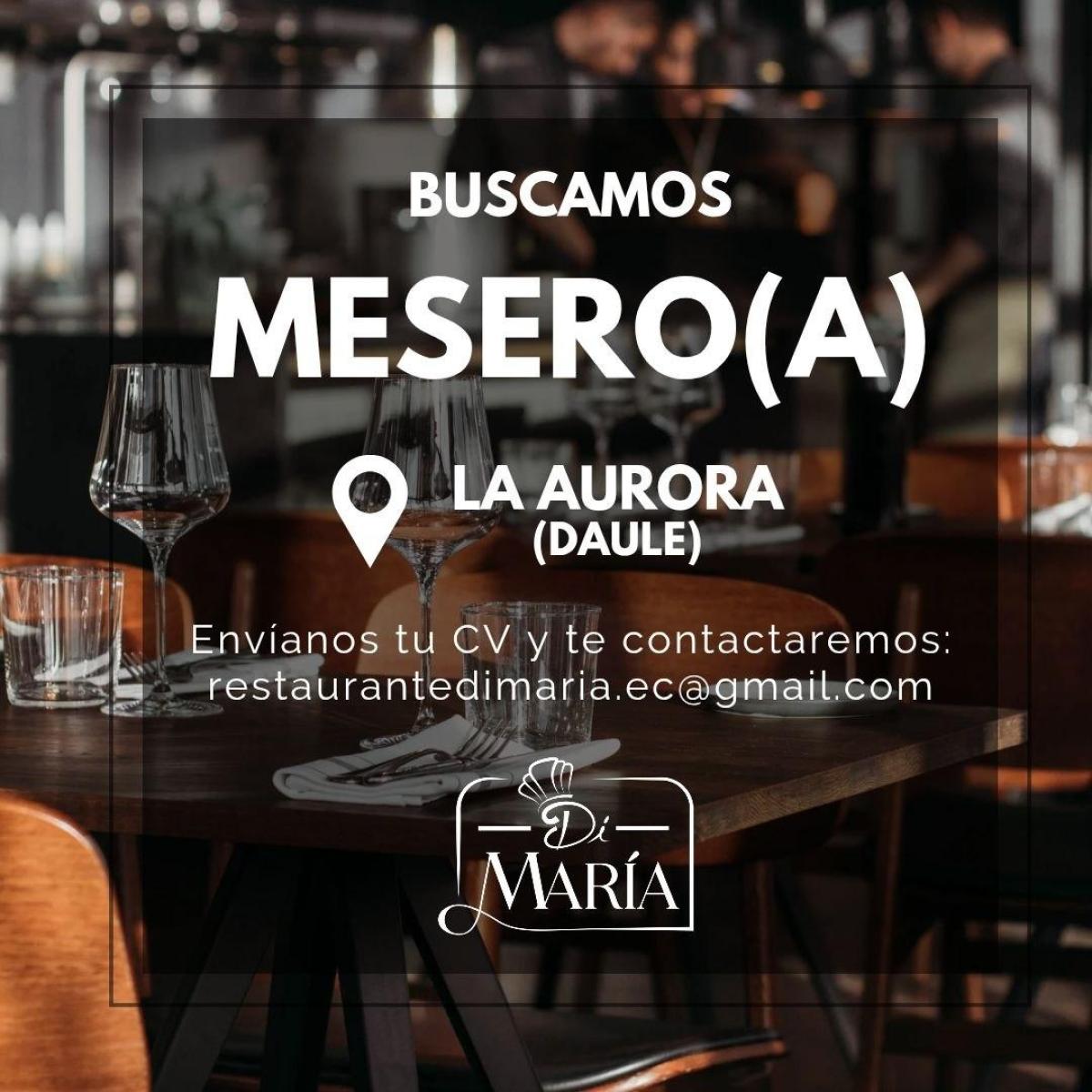 Buscamos mesero(a) preferible con experiencia en Guayas