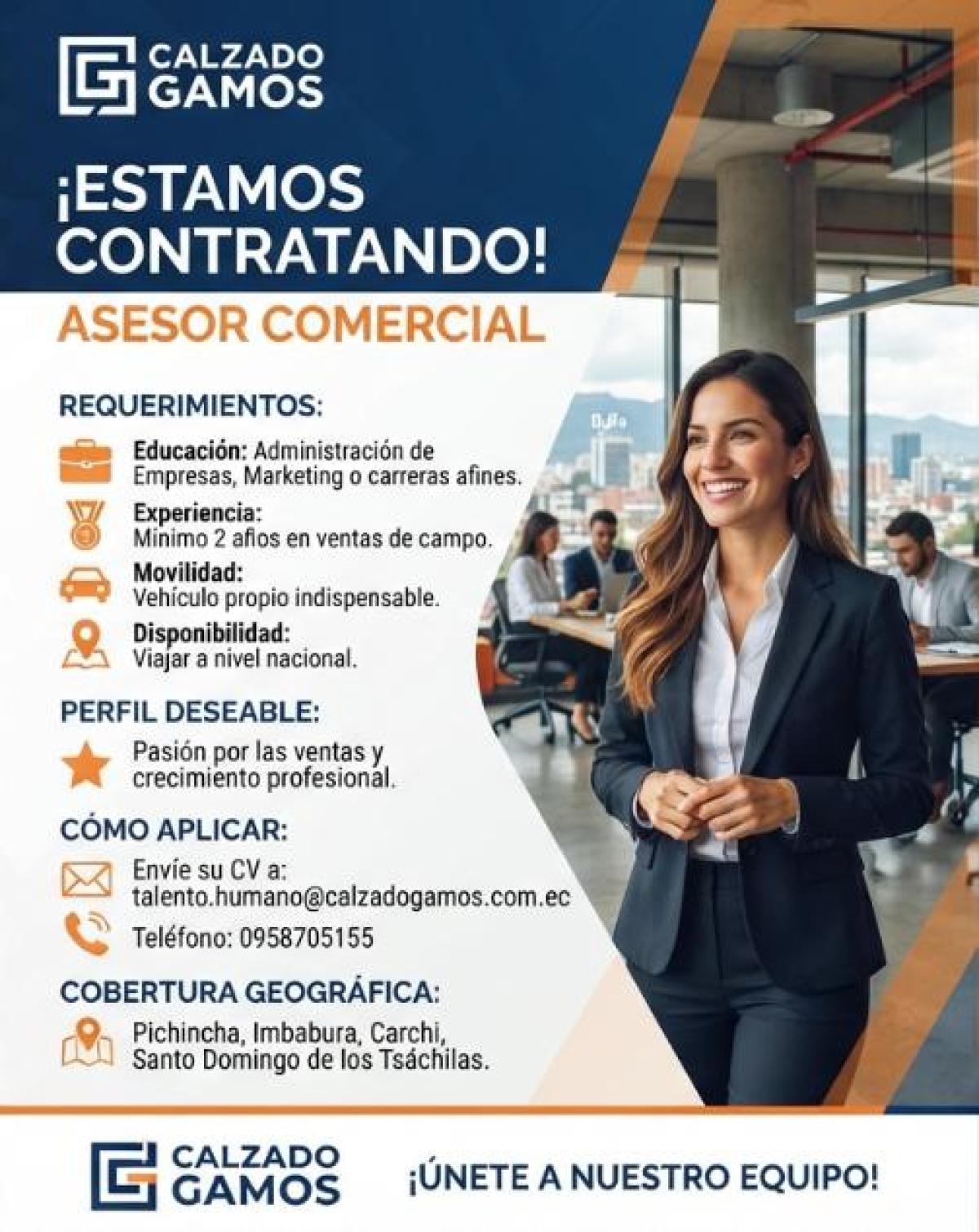 Estamos contratando  asesor comercial en Pichincha