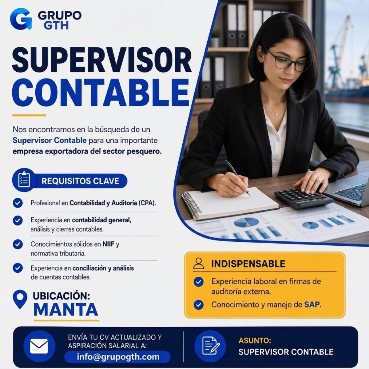 Grupo gth busca supervisor contable en Manabí