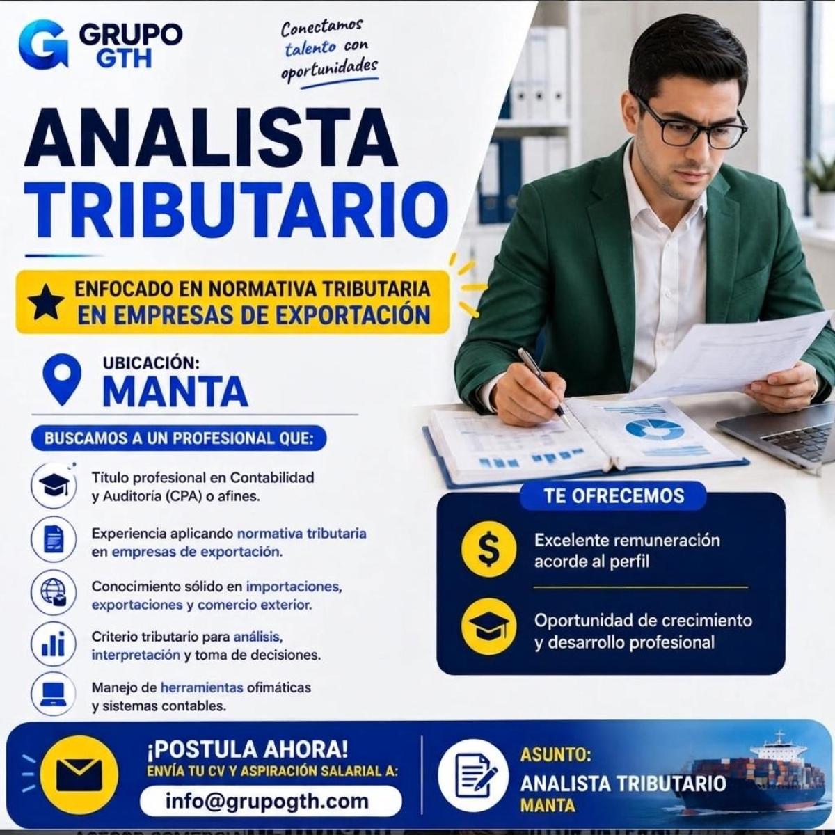 Buscamos, analista tributario en Manabí