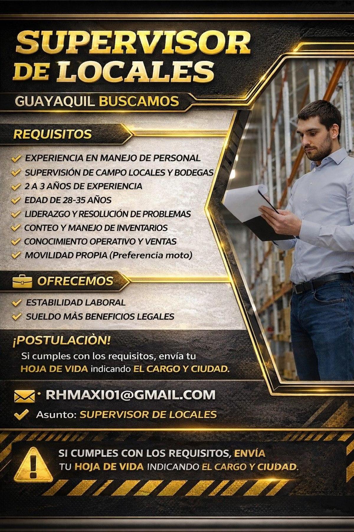 Supervisor de locales guayaquil en Guayas