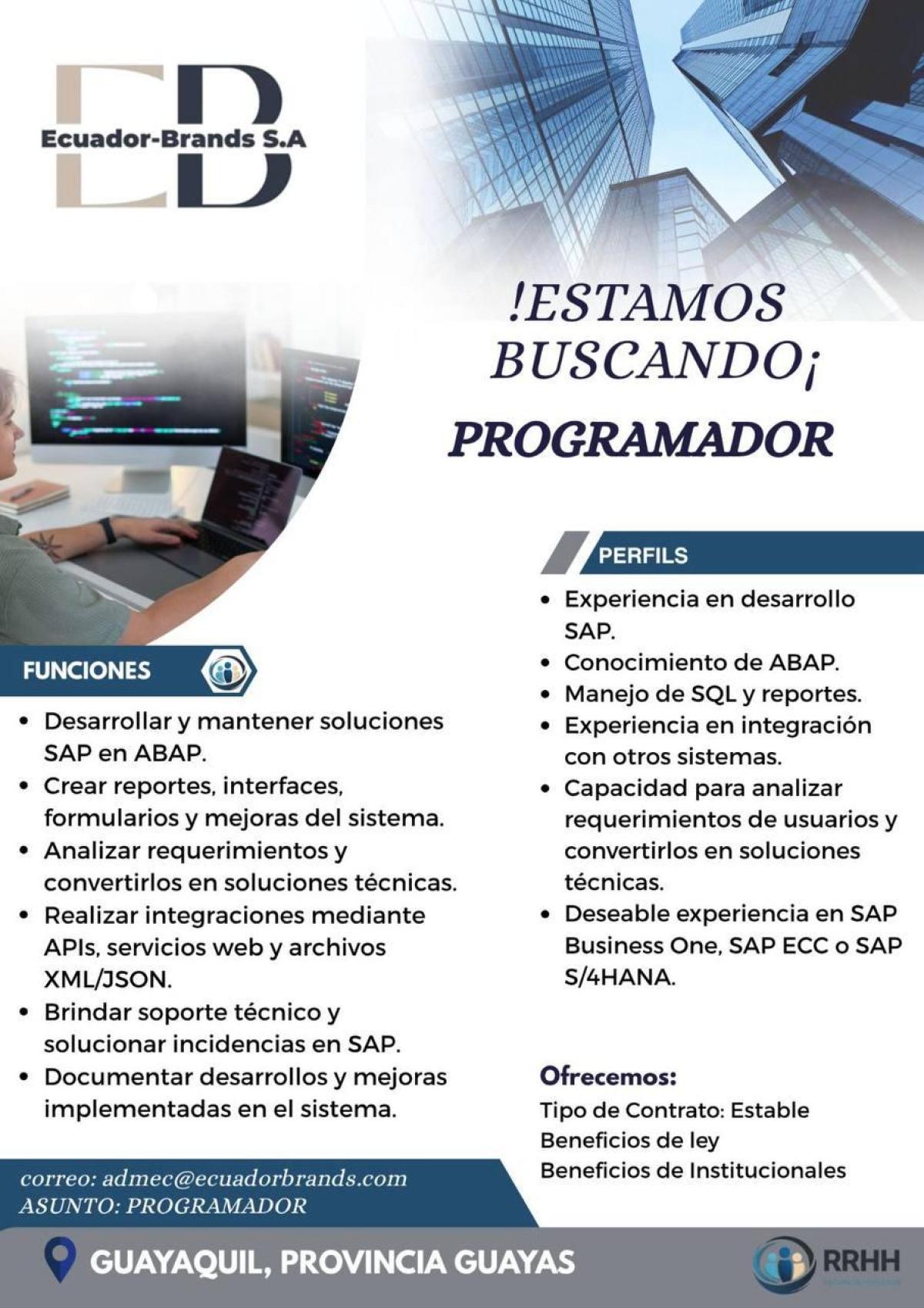 ¡estamos buscando! programador en Guayas