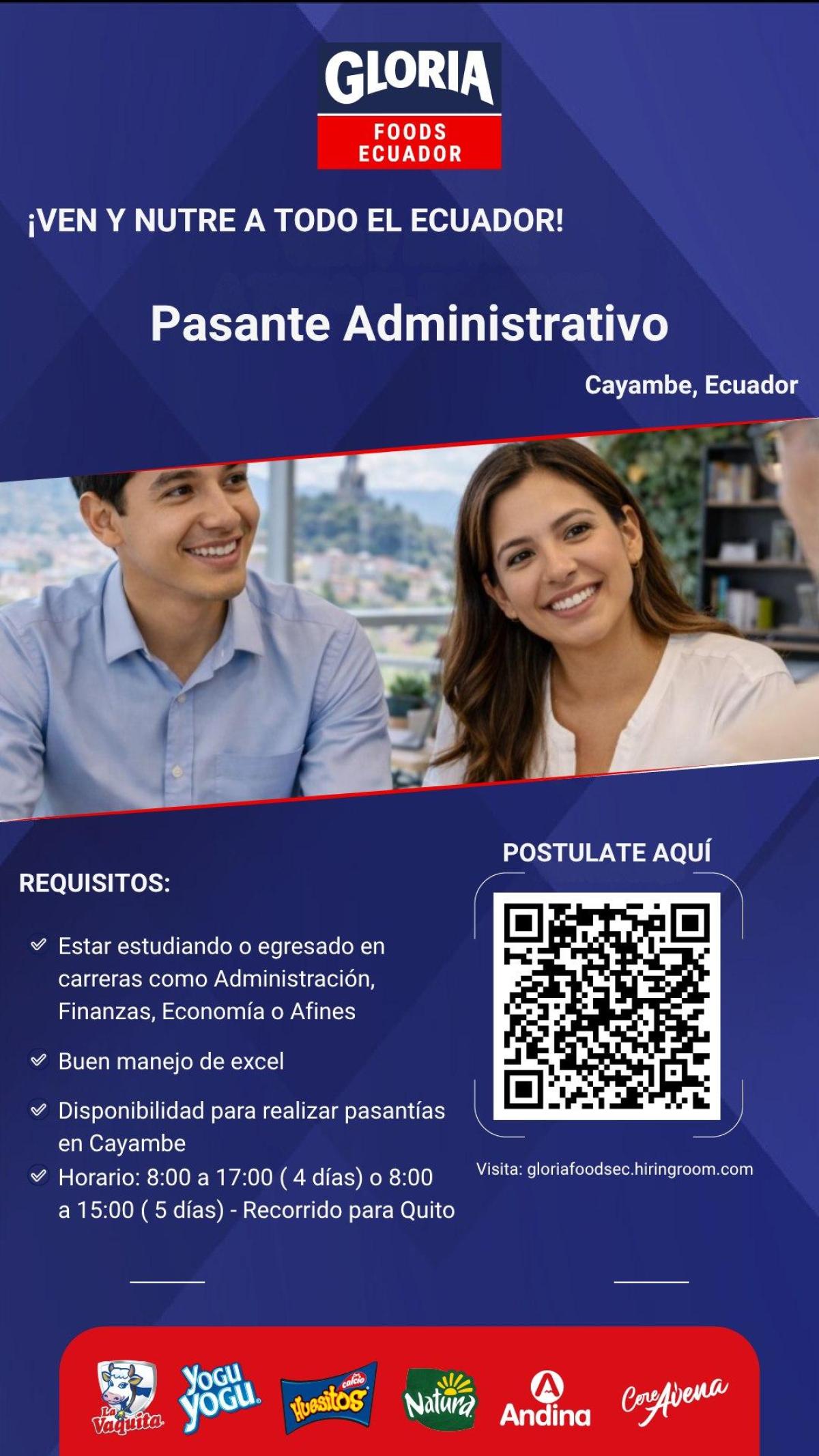 Buscamos pasante administrativo en Pichincha