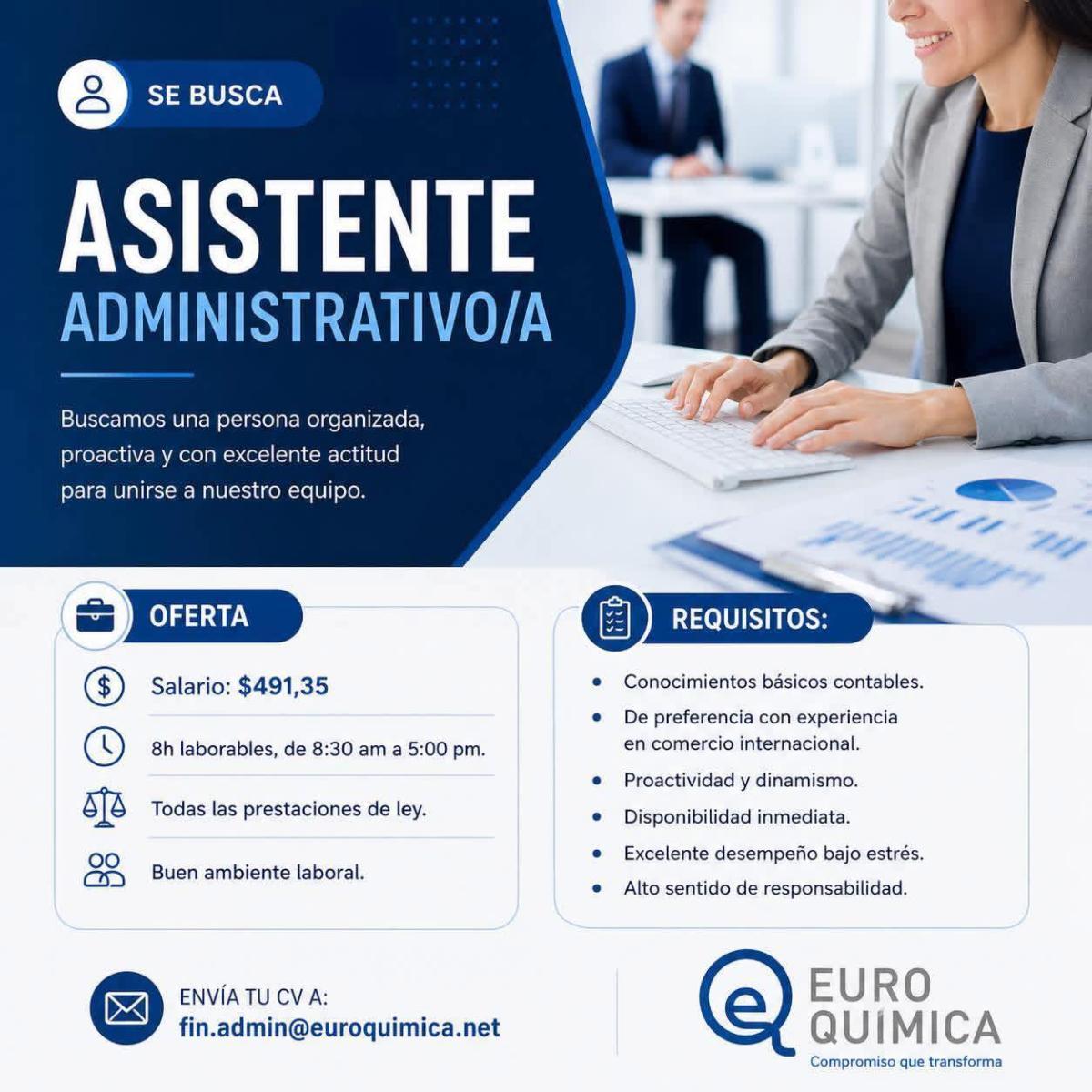 Se busca  asistente administrativo/a en Pichincha