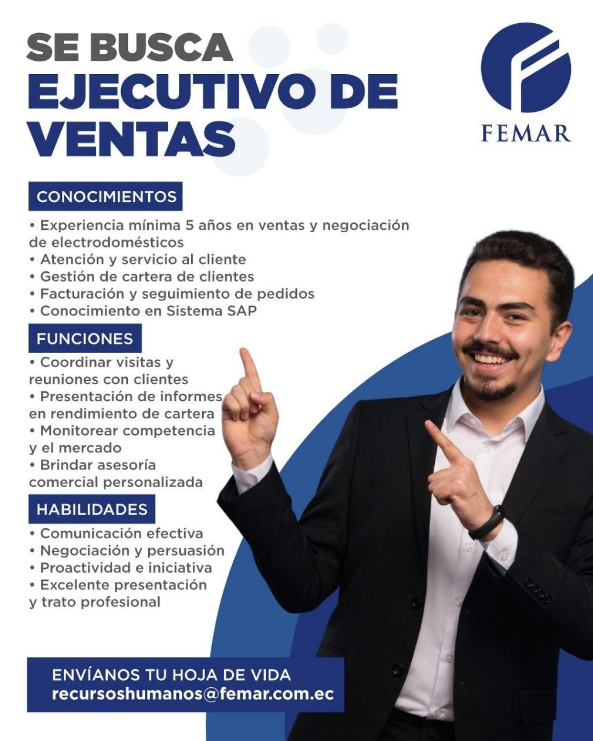 Se busca ejecutivo de ventas. en Guayas