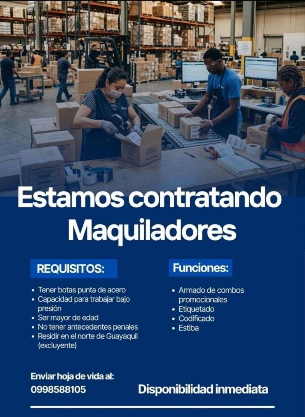 Estamos contratando maquiladores. en Guayas