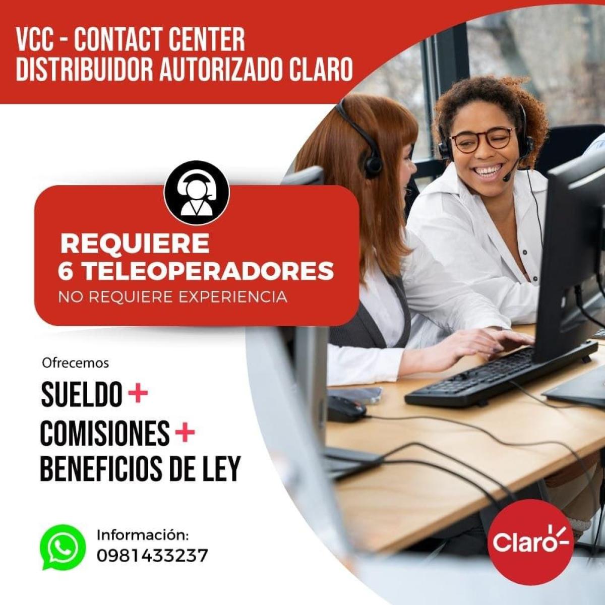 Distribuidor autorizado de claro, requiere 6 teleoperadores. en Guayas