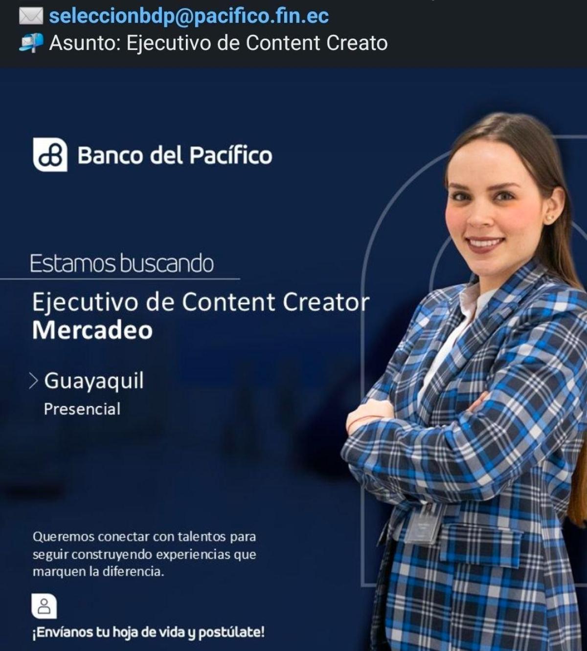 Estamos buscando: ejecutivo de content creator en Guayas