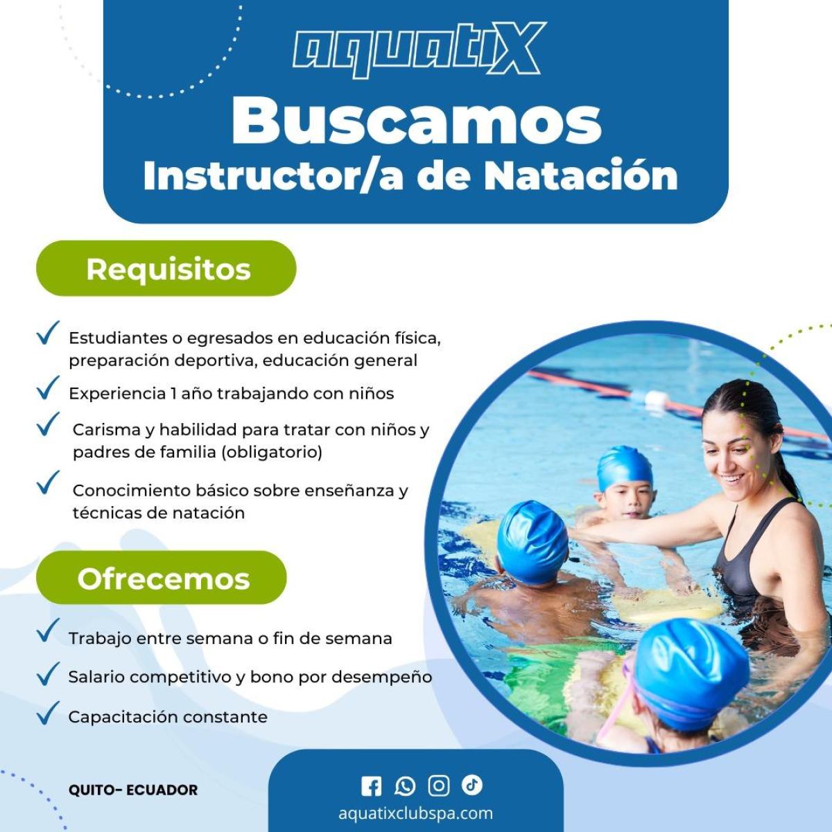 Buscamos instructor/a de natación en Pichincha